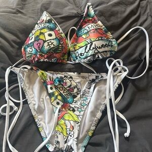Ed Hardy Multicolor Graphic Bikini